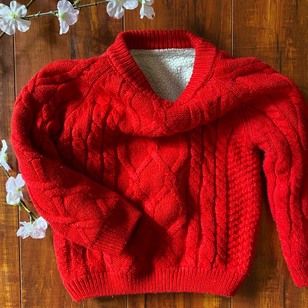 Red Cable Sweater 4/5T